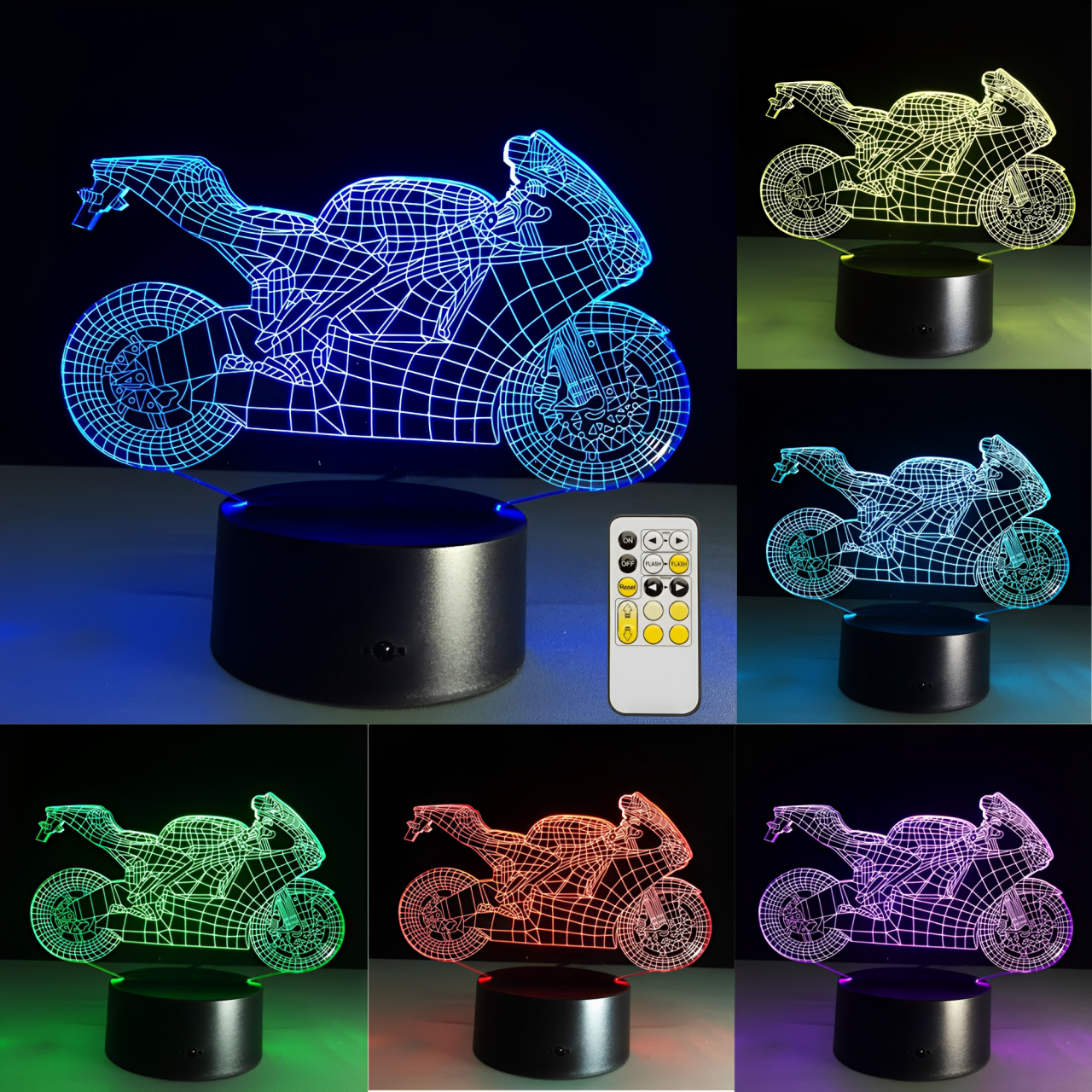 Lámpara LED Moto 3D NeoBike – Decoración Moderna para Moteros