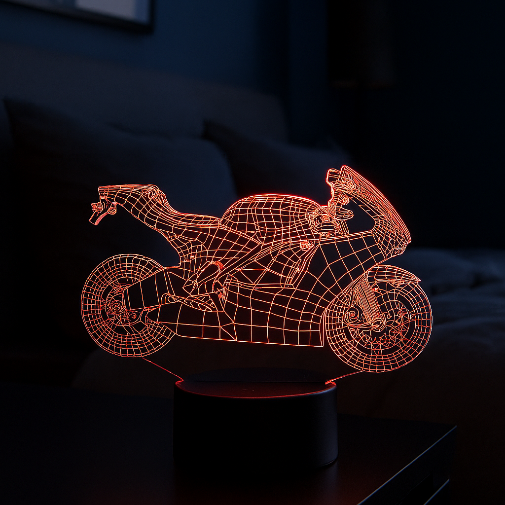 Lámpara LED Moto 3D NeoBike – Decoración Moderna para Moteros