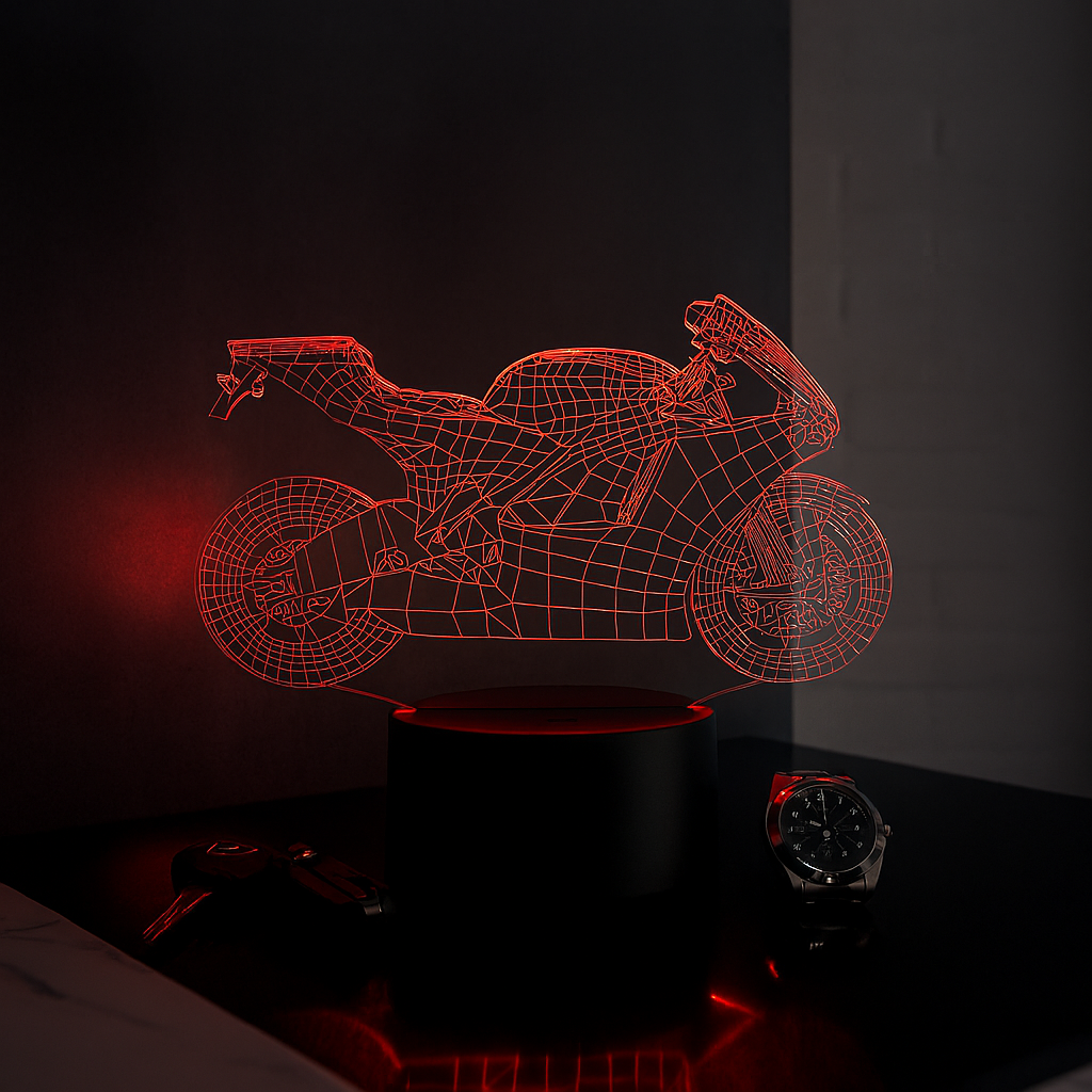 Lámpara LED Moto 3D NeoBike – Decoración Moderna para Moteros